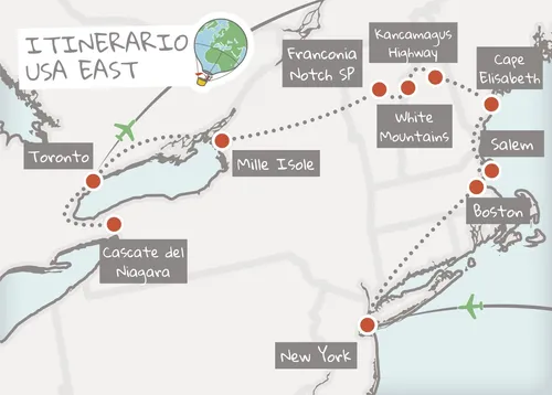 Mappa itinerario Usea East Coast Foliage